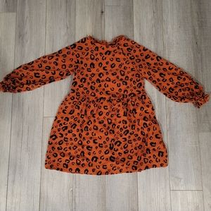 Girls black and orange leopard dress